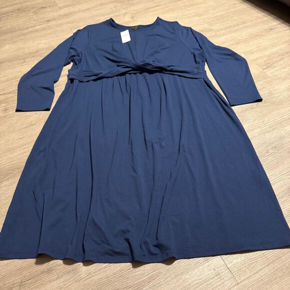 J Jill Wherever Collection A-Line Dress 3X Blue Knit Long Sleeve NWT Comfort Fit - Picture 2 of 11